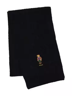 Шерстяной шарф косой вязки Polo Ralph Lauren, черный