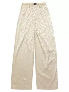 Большие пижамные брюки со сплошным логотипом Balenciaga, бежевый