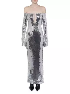 Платье Wake Solare с открытыми плечами и пайетками 16Arlington, цвет chrome