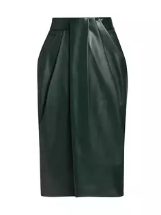 Кожаная юбка до колена Vicki Vegan Elie Tahari, цвет emerald