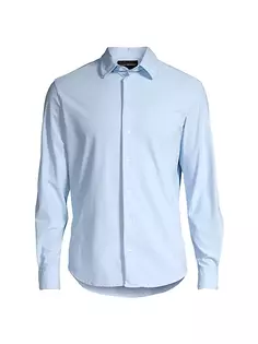 Рубашка на пуговицах из хлопкового поплина Emporio Armani, цвет solid medium