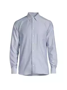 Классическая рубашка из фактурного хлопка Emporio Armani, цвет solid light