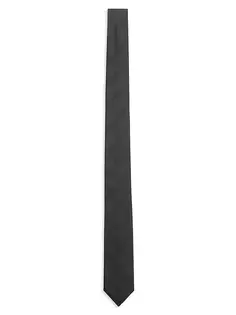 Полосатый галстук Cassandre из шелкового жаккарда Saint Laurent, черный