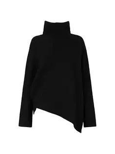 Асимметричный свитер с подвернутым воротником и замком Allsaints, черный