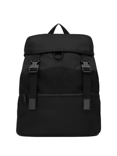 Рюкзак из эконила и кожи растительного дубления Saint Laurent, черный