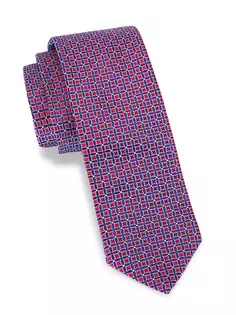 Шелковый галстук с геометрическим рисунком Eton, красный
