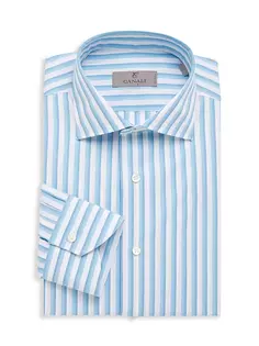 Полосатая классическая рубашка Canali, синий