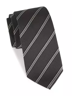 Шелковый галстук в фактурную полоску Isaia, серый