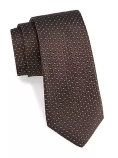 Шелковый галстук с микропринтом Isaia, коричневый