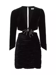 Бархатное мини-платье Vivi из шелковой смеси Rixo, черный