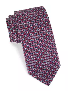 Шелковый галстук с завитками Ferragamo, синий