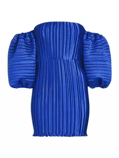 Плиссированное мини-платье Sirene с открытыми плечами L&apos;Idée, синий L'idée