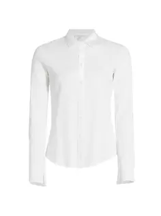 Оливковая рубашка с длинными рукавами из смесового хлопка в рубчик Rag &amp; Bone, белый