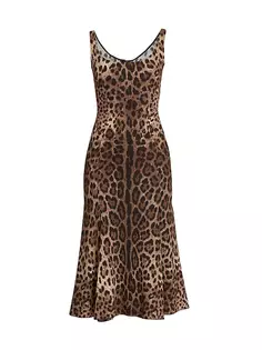 Платье-миди с леопардовым принтом Dolce&amp;Gabbana, леопард