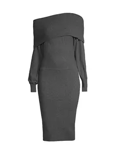 Винтажное гламурное платье с воротником-хомутом Donna Karan New York, серый