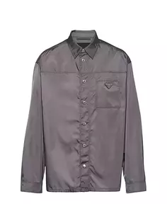 Рубашка оверсайз из нейлона Prada, серый