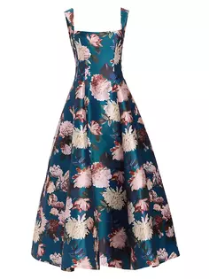 Атласное платье с цветочным принтом Audrey Sachin &amp; Babi, цвет teal garden