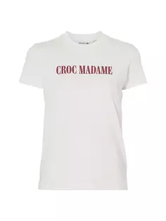 Lacoste X Bandier Croc Madame Хлопковая футболка с рисунком Lacoste X Bandier, белый