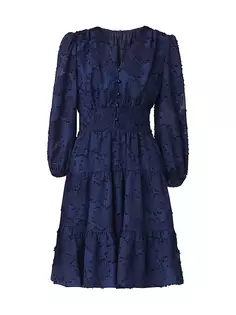 Мини-платье Nomi с V-образным вырезом и цветочным принтом Shoshanna, темно-синий