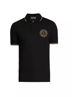 рубашка-поло с вышитым логотипом Versace Jeans Couture, цвет black gold