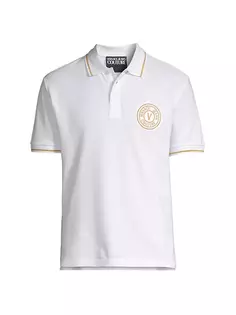 рубашка-поло с вышитым логотипом Versace Jeans Couture, цвет white gold