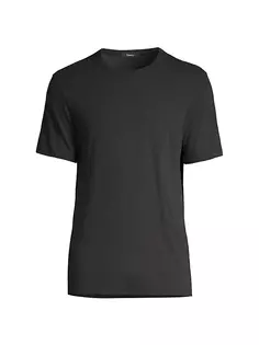 Хлопковая футболка Essential с короткими рукавами Theory, черный