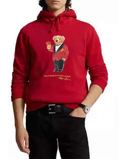 Флисовая толстовка с капюшоном-поло «Лунный Новый год» Bear Magic Polo Ralph Lauren, красный