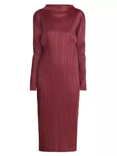 Платье-миди с длинными рукавами October Pleats Please Issey Miyake, цвет burgundy
