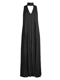 Атласное плиссированное платье без рукавов One33 Social, черный