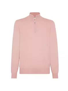 Кашемировый свитер с воротником на молнии Brunello Cucinelli, розовый
