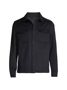 Куртка-рубашка на полуподкладке из шерсти и кашемира Herno, темно-синий