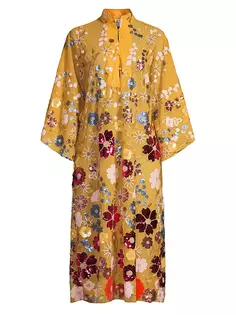 Расшитое бисером платье-кафтан макси La Vie Style House, цвет yellow rose