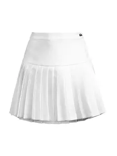 Плиссированная мини-юбка из твила с запахом Lacoste X Bandier, белый