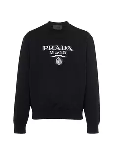 Толстовка оверсайз из хлопкового джерси с логотипом Prada, черный