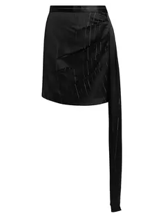 Атласная мини-юбка Viola Nonchalant Label, цвет black silver stripe