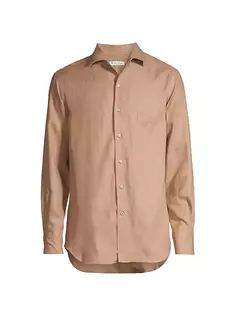 Льняная рубашка на пуговицах «Аризона» Loro Piana, цвет amazonian wood
