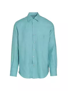 Льняная рубашка на пуговицах «Аризона» Loro Piana, цвет reef water
