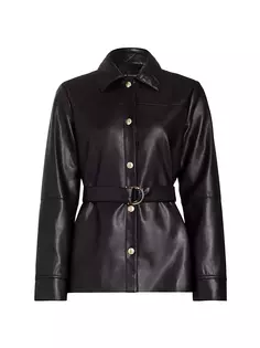 Веганская куртка-рубашка с поясом Elie Tahari, цвет noir