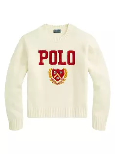 Шерстяной свитер с логотипом и гербом Polo Ralph Lauren, цвет cream