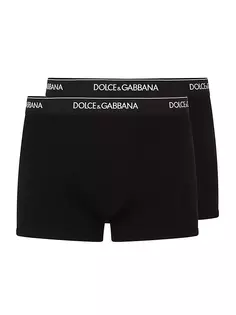 Две пары боксеров из эластичного хлопка с поясом с логотипом Dolce&amp;Gabbana, черный
