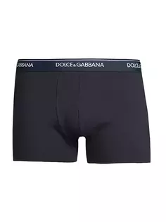 Две пары боксеров из эластичного хлопка с поясом с логотипом Dolce&amp;Gabbana, темно-синий