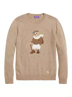 Кашемировый свитер с круглым вырезом Polo Bear Ralph Lauren Purple Label, цвет truffle melange