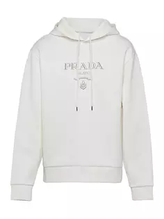 Хлопковая толстовка с капюшоном Prada, белый