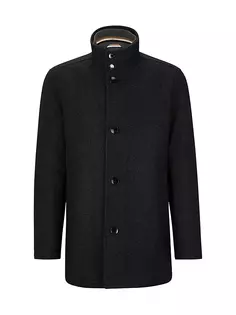 Пальто из смесовой шерсти с подкладкой на молнии внутри Boss, серый