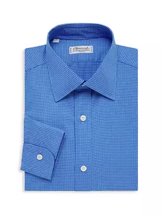 Классическая рубашка в микро клетку Pinpoint Charvet, синий