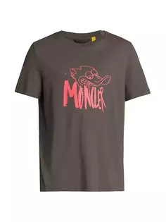 Хлопковая футболка с логотипом и рисунком Moncler, оливковый