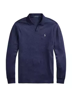 Хлопковая рубашка-поло с длинными рукавами интерлок Polo Ralph Lauren, синий