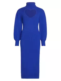 Трикотажное платье миди с вырезом в форме сердца Farm Rio, цвет bright blue