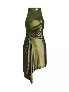 Мини-платье Ida из джерси с пайетками Halston, цвет seaweed