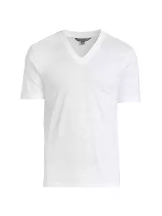 Льняная футболка с V-образным вырезом John Varvatos, белый
